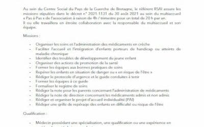 OFFRE D’EMPLOI – REFERENT SANTE