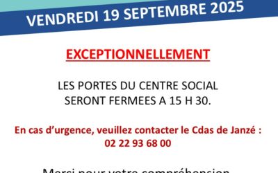 FERMETURE EXCEPTIONNELLE DU CENTRE SOCIAL