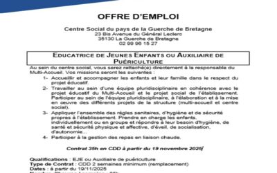 OFFRE D’EMPLOI – MULTI-ACCUEIL