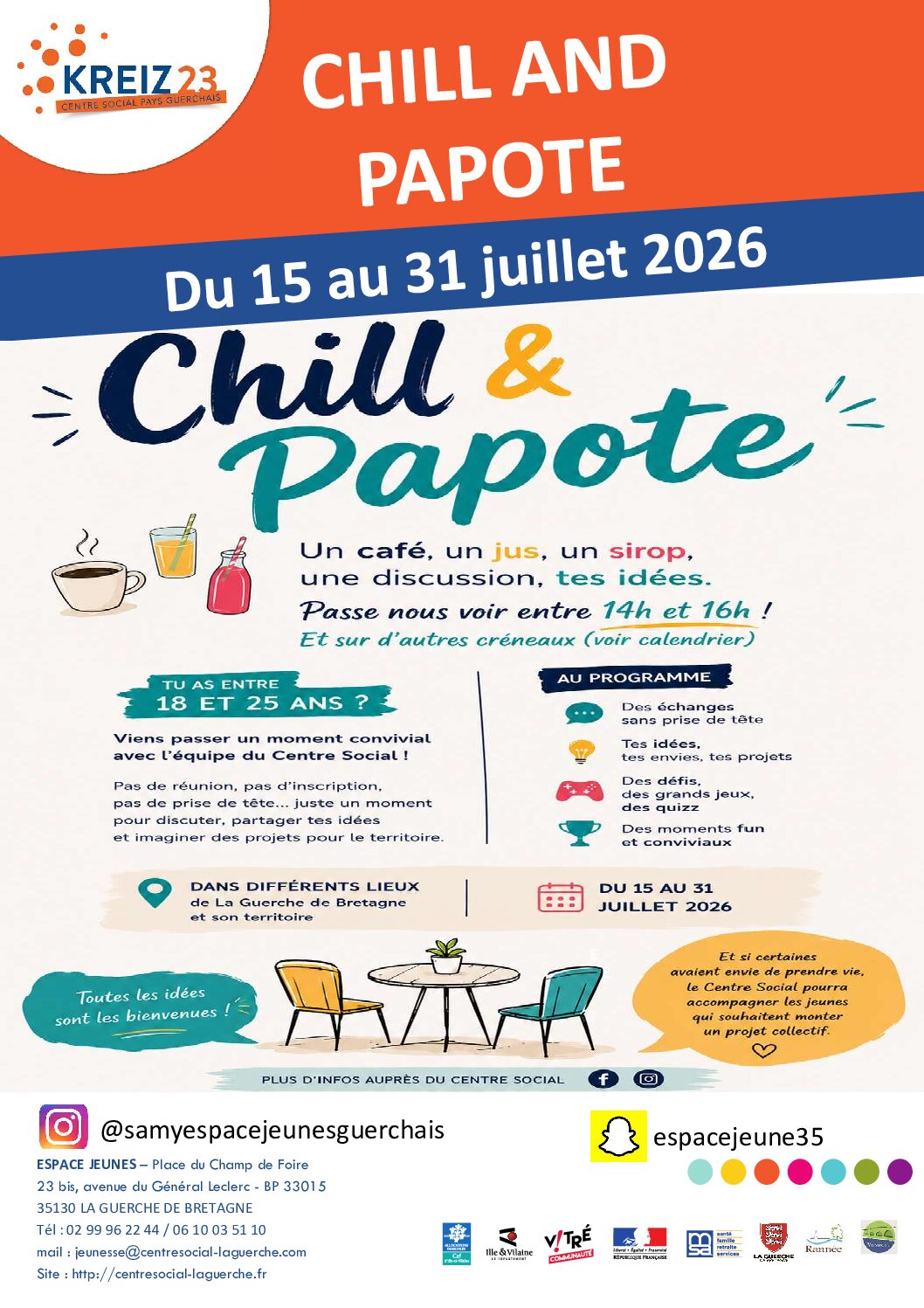 Accueil 7 CHILL AND PAPOTE / KREIZ 23 / 18-25 ANS